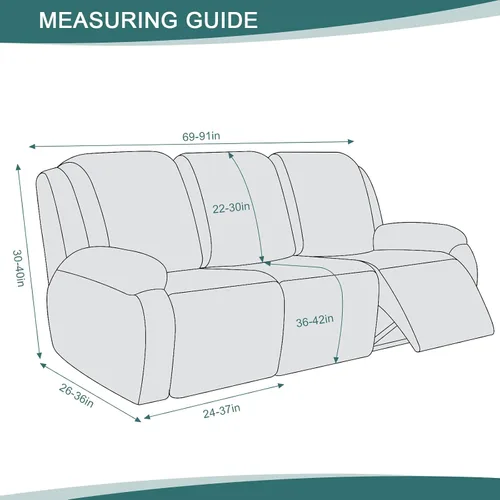 Vista 2 de Ruaozz Fundas de sofá reclinable de 3 plazas + funda reclinable de sofá biplaza con consola, color chocolate