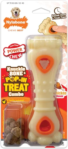 Vista 13 de Nylabone Hueso de Nuca Bone Pop-In Juguetes de Golosinas Poderosas para Perros, Juguetes Interactivos Dispensadores de Golosinas y Enriquecimiento