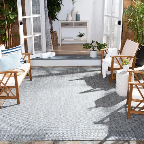 Vista 27 de Safavieh Colección Courtyard CY8022 Alfombra, 2 pies x 3 pulgadas x 5 pies, aguamarina y gris, impermeable, fácil de limpiar, sin pelusa