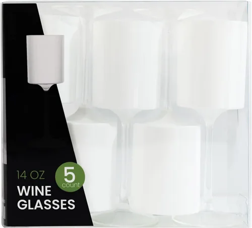 Vista 7 de PLASTICPRO Paquete de 10 copas de vino de plástico de 14 onzas, dos tonos, elegantes, desechables, con tallo, reutilizables, de plástico duro