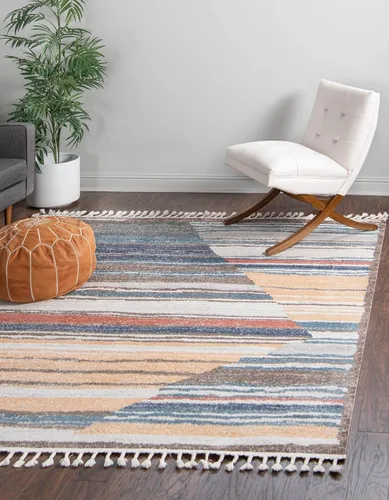 Vista 9 de Unique Loom Colección Aramis - Alfombra Zoe (rectangular 2' 0" x 3' 1", Multi/Azul)