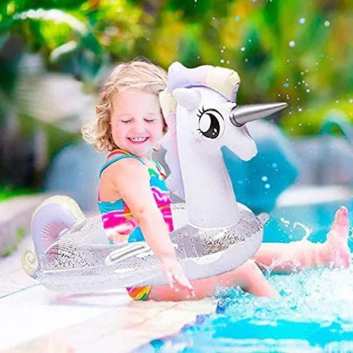 Vista 5 de CICITOYWO Flotadores de piscina para niños pequeños, balsa flotadora inflable para niños y adultos con asa, juguetes flotadores de playa para nadar