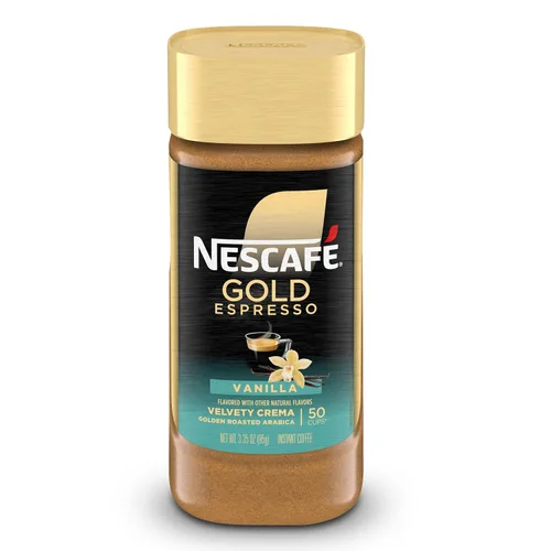 Vista 9 de NESCAFÉ - Café instantáneo espresso descafeinado dorado, tarro de 3.17 onzas Espresso instantáneo descafeinado; frasco individual de 90 g (3.17 oz)