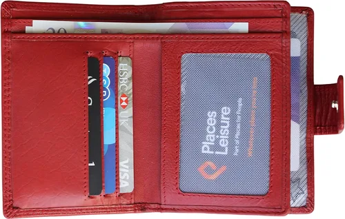Vista 2 de MORUCHA Cartera de embrague para mujer de cuero genuino RFID bloqueo alta capacidad tarjetero monedero M85, Rojo