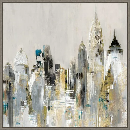 Vista 10 de Amanti Art Lienzo enmarcado para pared, paisaje urbano dorado de 16 x 16 pulgadas, por Valerie Mravyan, lienzo enmarcado para pared, obras de arte