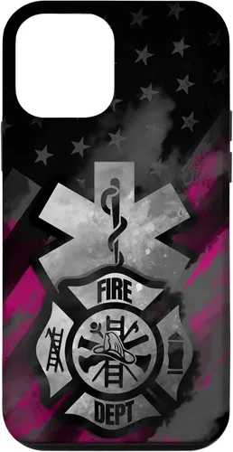 Vista 16 de EMT EMS Firefighter Pink Smoke Line USA American Flag Case for iPhone 17