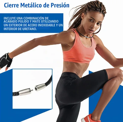 Vista 4 de Phiten X50 - Collar de alta gama Moda Deluxe – Collar de piel sintética con cordón X50 Aqua-Titanium – Núcleo de elastómero con esferas de micro