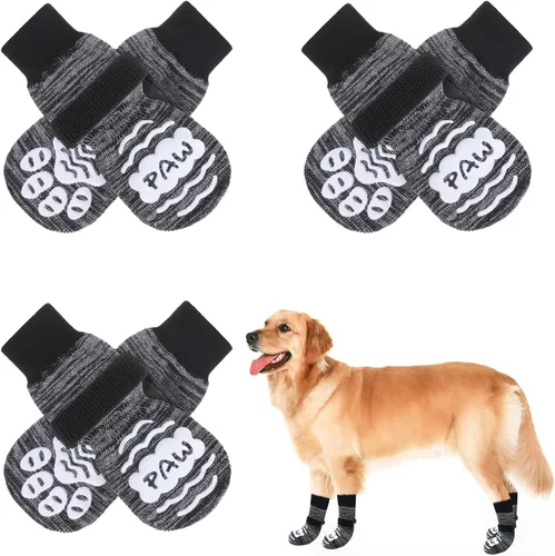 Vista 20 de BEAUTYZOO Calcetines antideslizantes para perros, zapatos de perro para pavimento frío/caliente, protectores de patas con empuñaduras, 3 pares