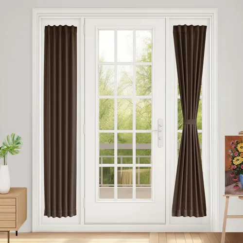 Vista 63 de Vatge Cortinas laterales autoadhesivas para puertas de cristal, sin taladro, extraíble, panel de filtrado de luz, 1 panel, 12 pulgadas de ancho x 60