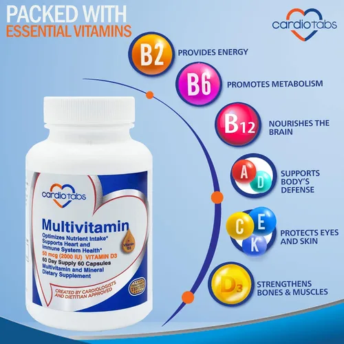 Vista 4 de Multivitamínico - Suplementos para el corazón y la inmunidad para hombres y mujeres, multivitamínico para hombres y mujeres, con minerales complejo