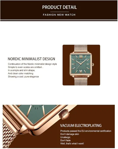 Vista 5 de HANNAH MARTIN Relojes para mujer, correa de acero inoxidable de malla de oro rosaplata, casual, impermeable, reloj de pulsera para mujer con esfera