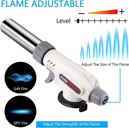 Vista 3 de FunOwlet, Soplete de Butano para Cocina, Sopletes Culinarios Cabezal Profesional Chef Cocina Llama Ajustable Para Sous Vide, Crème Brûlée, Horneado