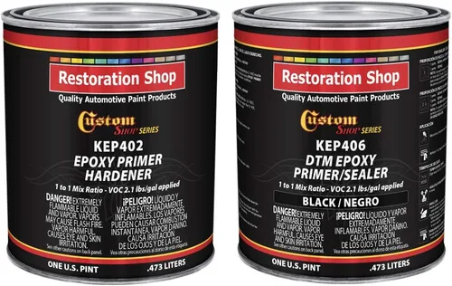 Vista 14 de Custom Shop - Imprimación/sellador epoxi negro de 2.1 COV (kit de galones) anticorrosivo DTM de alto rendimiento para uso automotriz e industrial.