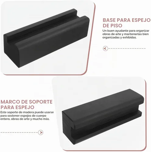 Vista 8 de Uonlytech - Soporte de espejo de madera antideslizante para soporte de suelo para exhibición de obras de arte de longitud completa, accesorio