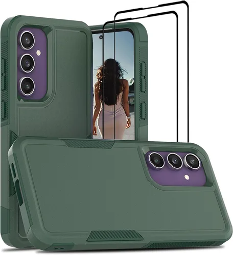 Vista 122 de Jeylly Funda para Samsung Galaxy S10 Plus S10+, ajuste delgado, doble capa, resistente, absorción de golpes, TPU con carcasa trasera de Negro