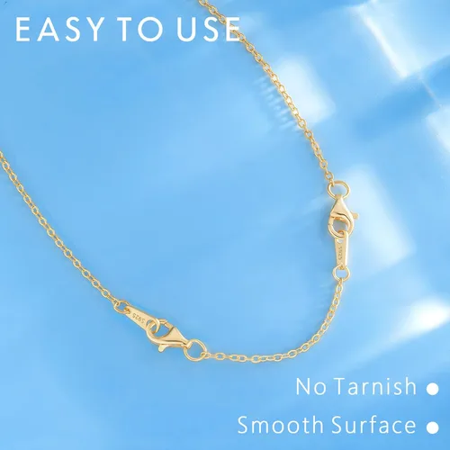 Vista 6 de Extensores de collar para mujer, chapados en oro de 14 quilates, extensores de collar duraderos, cadena de plata de ley 925 para pulsera y Dorado