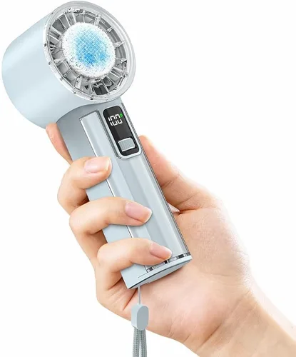 Vista 10 de PANERGY Ventilador de mano con enfriador de hielo, mini ventilador portátil recargable, refrigeración de 18 horas, velocidad ajustable de 0 a 100