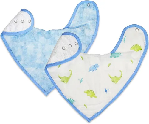 Vista 10 de Bamboo Little Baberos para bebé (paquete de 2) - Baberos con broches ajustables - Parte trasera de rizo absorbente Adjustable Snaps