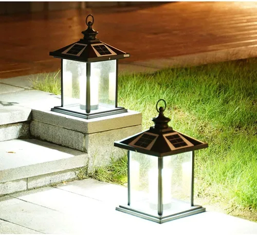 Vista 2 de Lámpara de poste para exteriores, impermeable, para patio, jardín, lámpara de columna de césped, luces LED de energía solar, lámpara de pilar, valla
