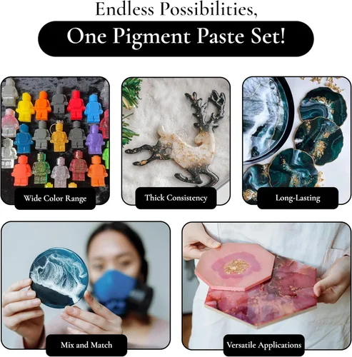Vista 4 de Juego de 24 tarros de pasta de pigmento para resina epoxi, pasta de pigmento de resina, pasta de pigmento de mica en polvo, pasta de pigmento