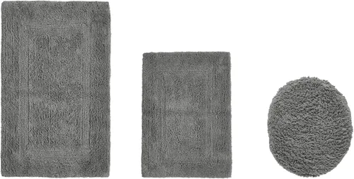 Vista 234 de Better Trends - Juego de 2 alfombras de baño 100% algodón, extra suaves, con borlas, de 17" x 24", alfombra de baño superabsorbente y reversible