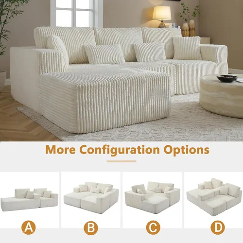 Vista 6 de Sofá seccional modular de 110", sofá seccional Cloud con asiento profundo, sofás tapizados sin huesos para sala de estar, sofá modular moderno