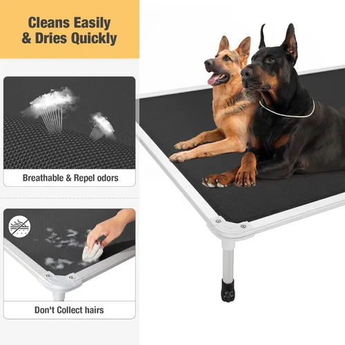 Vista 92 de Veehoo Cama elevada para perros a prueba de mordidas - Cuna elevada refrescante para mascotas - Marco de aluminio plateado y tela de malla