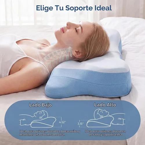 Vista 5 de Almohada cervical ergonómica para el cuello, almohada de espuma viscoelástica para aliviar el dolor, almohadas ortopédicas de cama con soporte