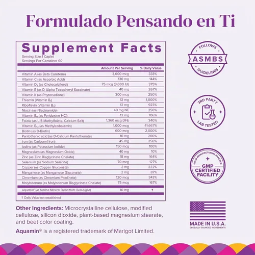 Vista 2 de BariMelts Multivitamínico bariátrico una vez al día con hierro, 60 comprimidos recubiertos fáciles de tragar (suministro para 2 meses)