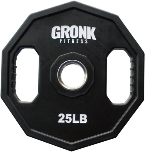Vista 10 de Gronk Fitness Placas de pesas olímpicas de uretano de 10 lados Pesas duraderas para gimnasios domésticos y comerciales Diseño no rodante