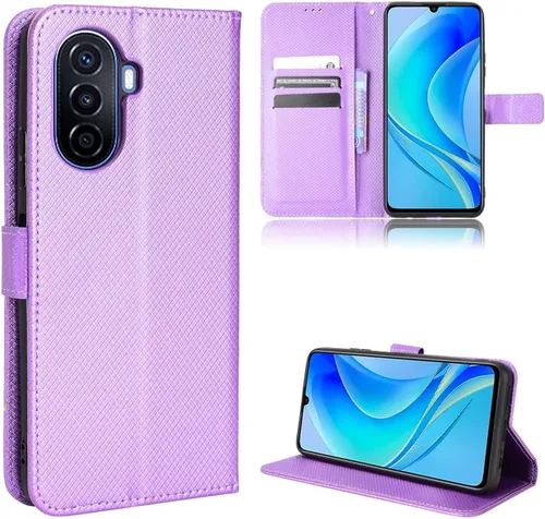 Vista 7 de Funda para Huawei Nova Y70 Plus Funda de cuero, PU Funda de cuero con tapa para Huawei Nova Y70 MGA-LX9 Funda Negro