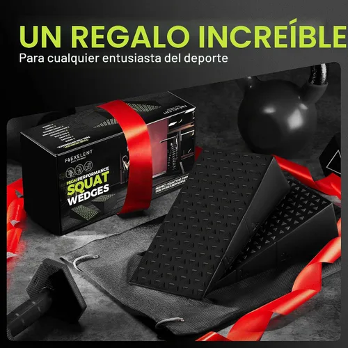 Vista 8 de Par de Bloques en Cuña para Sentadillas Flexelent - Bloque en Cuña para Sentadillas con Talón Elevado para Sentadillas Más Profundas, Levantamiento