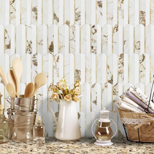 Vista 4 de Vamos Tile Azulejo autoadhesivo sin costuras para salpicaduras en la pared, 10 hojas para salpicaduras en la pared de la cocina y el baño, 12''x12