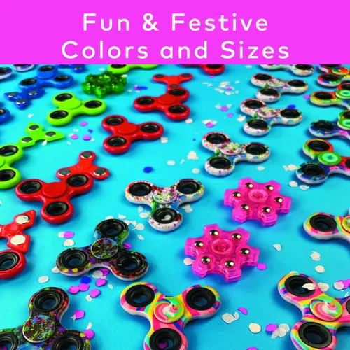 Vista 4 de Fun Express Juguetes para ansiedad a granel de 96 piezas Fidget Spinner Surtido – Recuerdos de fiesta para niños de 8 a 12 años, premios de aula