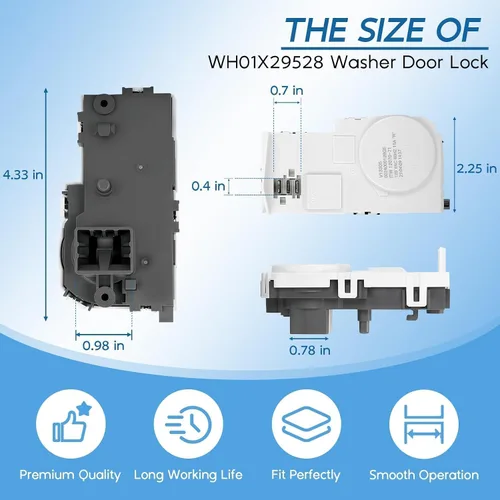 Vista 5 de Cerradura de puerta de lavadora WH01X29528 mejorada para GE, apto para GFW510SCN0WW GFW510SCN1WW GFW510SCN2WW GFW510SCN3WW GFW510SCN4WW GFW510SCN5WW