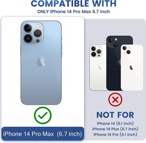 Vista 7 de Funda para iPhone 14 Pro Max de 6.7 pulgadas con 2 protectores de pantalla y soporte de funda de clip para cinturón, resistente protección de cuerpo