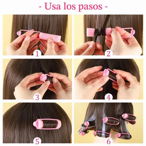 Vista 4 de 12 rodillos de esponja de espuma de 2.4 pulgadas, rizadores de pelo para dormir, rizador sin calor, peinados de Mardi Gras, color rosa