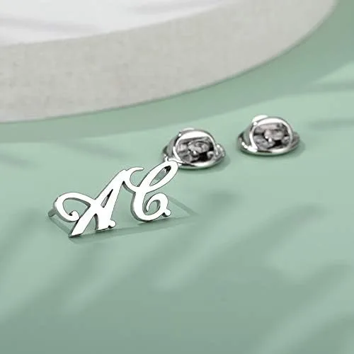 Vista 2 de LongLiter - Broches de nombre personalizados, con inicial, broche de nombre, Alfiler para regalo, bodas, insignias para mujeres, hombres, joyas