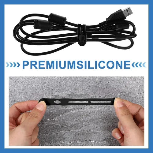 Vista 3 de Tellegloww 42 piezas de bridas de cable de silicona reutilizables, correas de cordón elásticas multiusos para agrupar y sujetar auriculares