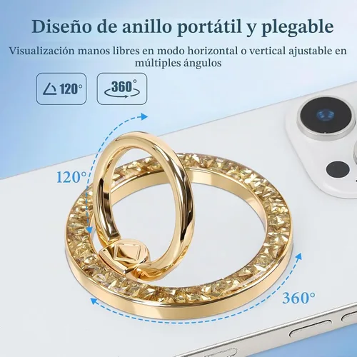 Vista 2 de Anillo magnético para teléfono MagSafe Grip [Super Magnet] StylishTwinkle Design Soporte de anillo Soporte de anillo Magsafe Pop Socket (dorado)