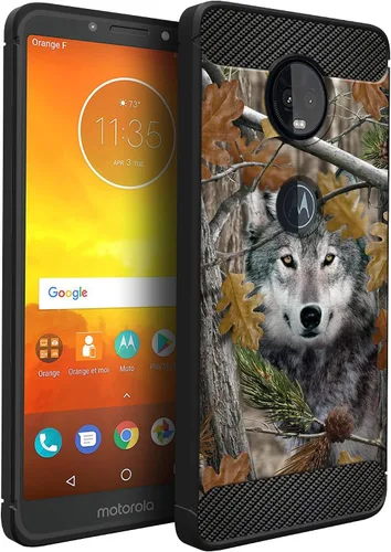 Vista 12 de CasesonDeck Bear - Funda compatible con Motorola Moto G7 Power/Moto G7 Supra, serie Hunters, delgada, sin volumen, textura de fibra de carbono