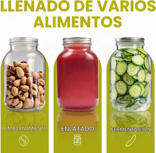 Vista 4 de Tarros Mason de 8 onzas con tapas, paquete de 4 tarros pequeños de vidrio de boca regular