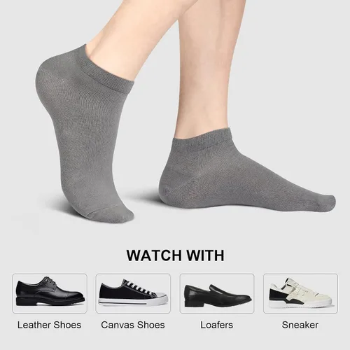 Vista 3 de Calcetines invisibles de corte bajo para mujeres y hombres, atléticos, cortos, de algodón, delgados, ligeros, clásicos, casuales, 12 pares