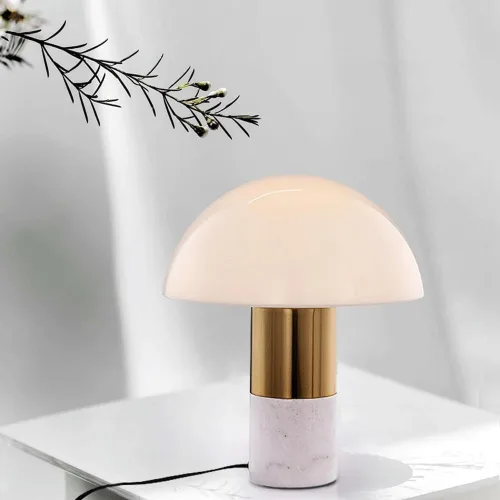Vista 3 de Lámpara de escritorio de lujo creativo de vidrio con luz de mármol cálida y moderna para sala de estudio, lámpara modelo de cocina, sala de estar