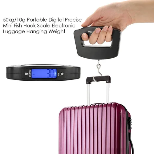 Vista 4 de Mini báscula digital portátil para colgar, báscula electrónica de gancho para pescado, peso de 110 libras, báscula colgante portátil digital