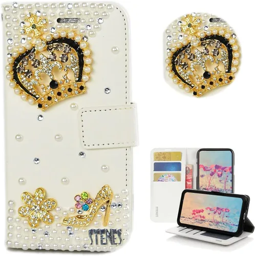 Vista 45 de Bling Wallet - Funda para teléfono compatible con Samsung Galaxy Z Fold 3 5G, elegante, hecha a mano, 3D, hecha a mano, ballet, pintalabios, tacón