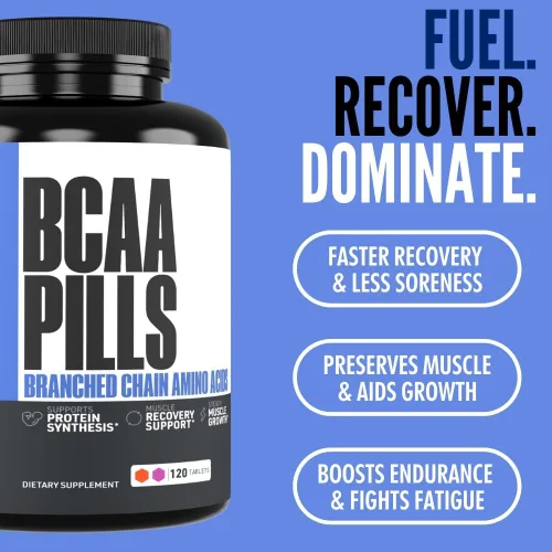 Vista 4 de Crazy Muscle Pastillas BCAA con la proporción perfecta 2:1:1 de aminoácidos de cadena ramificada suplemento – 1000 mg de BCAA por píldora