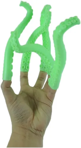 Vista 2 de 5 marionetas de tentáculo de dedo de silicona verde