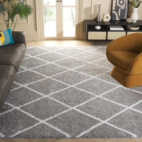 Vista 25 de SAFAVIEH Tahoe Shag Collection - Alfombra para pasillo, 2 x 9 pies, diseño de enrejado, no desprende pelusa y de fácil cuidado, 1.2 pulgadas