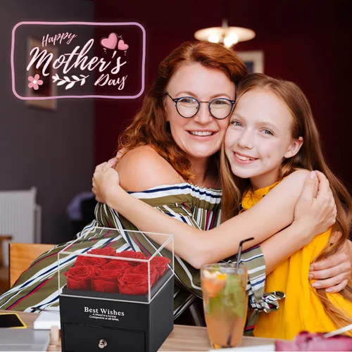 Vista 6 de ANLONOB - Rosas reales preservadas, regalos para mujeres, mamá, novia, esposa, flores de amor para siempre, regalos románticos en cumpleaños